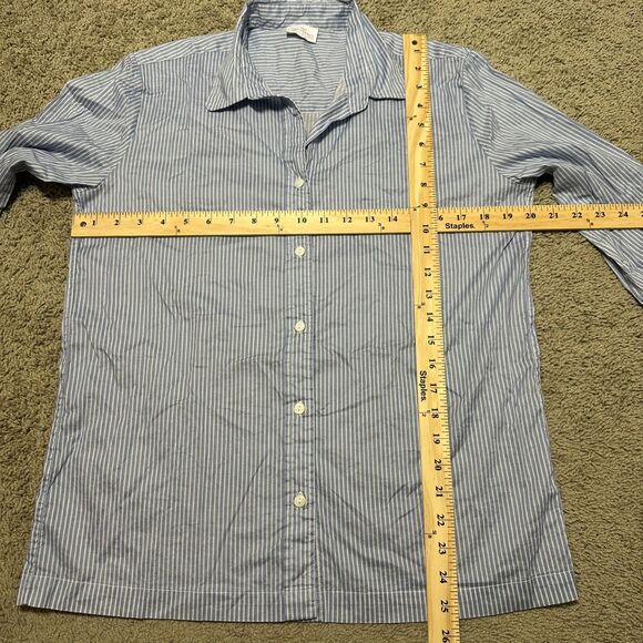 Pour Les Femmes Blue White Striped Long Sleeve Button Up Top & Shorts Pajama Set - Picture 3 of 10